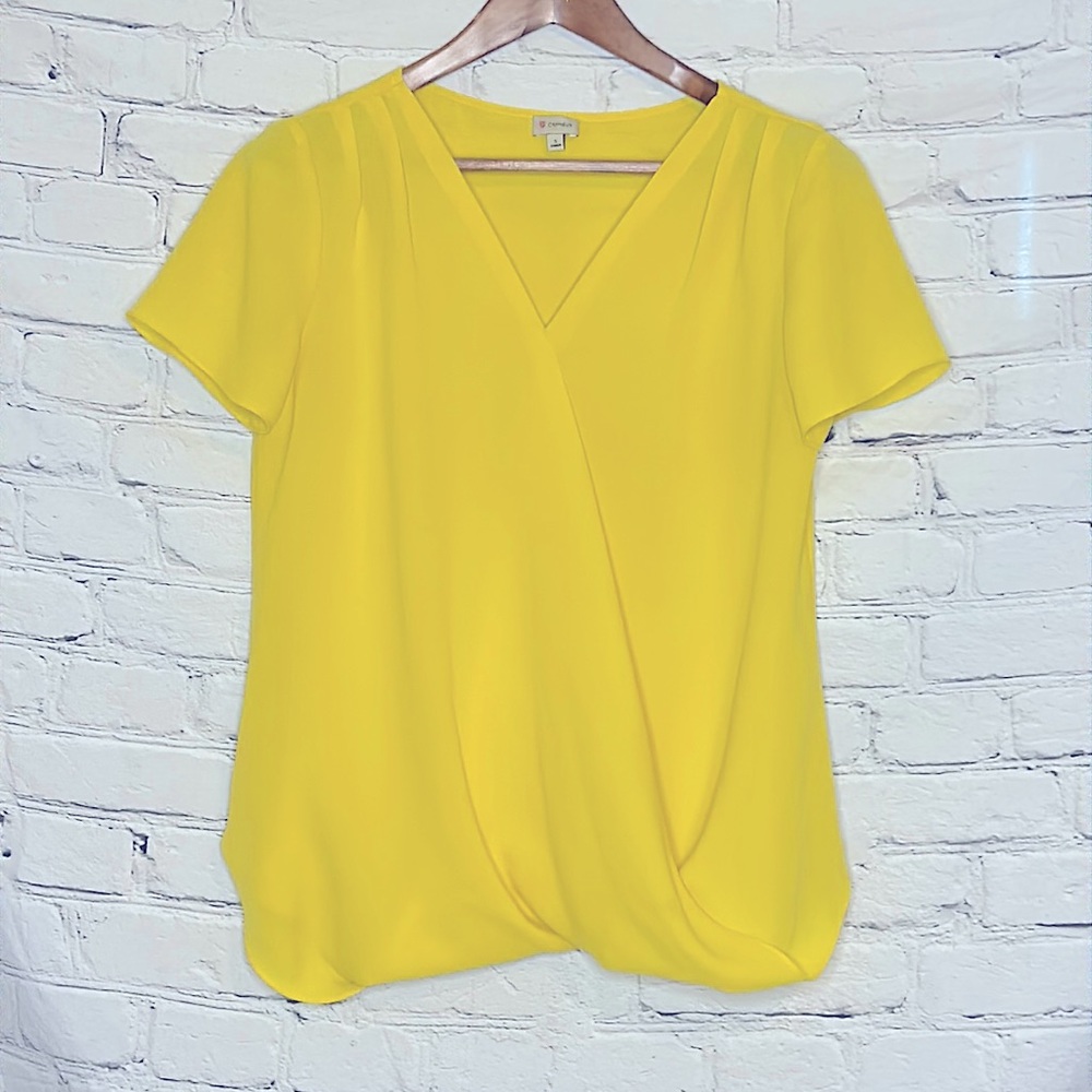 Cremieux Yellow Flowy Short Sleeve Blouse Small Excellent Used Condition